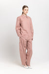 Dusty rose stretch cotton blend overshirt