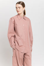 Dusty rose stretch cotton blend overshirt