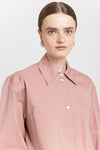Dusty rose stretch cotton blend overshirt