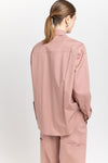 Dusty rose stretch cotton blend overshirt