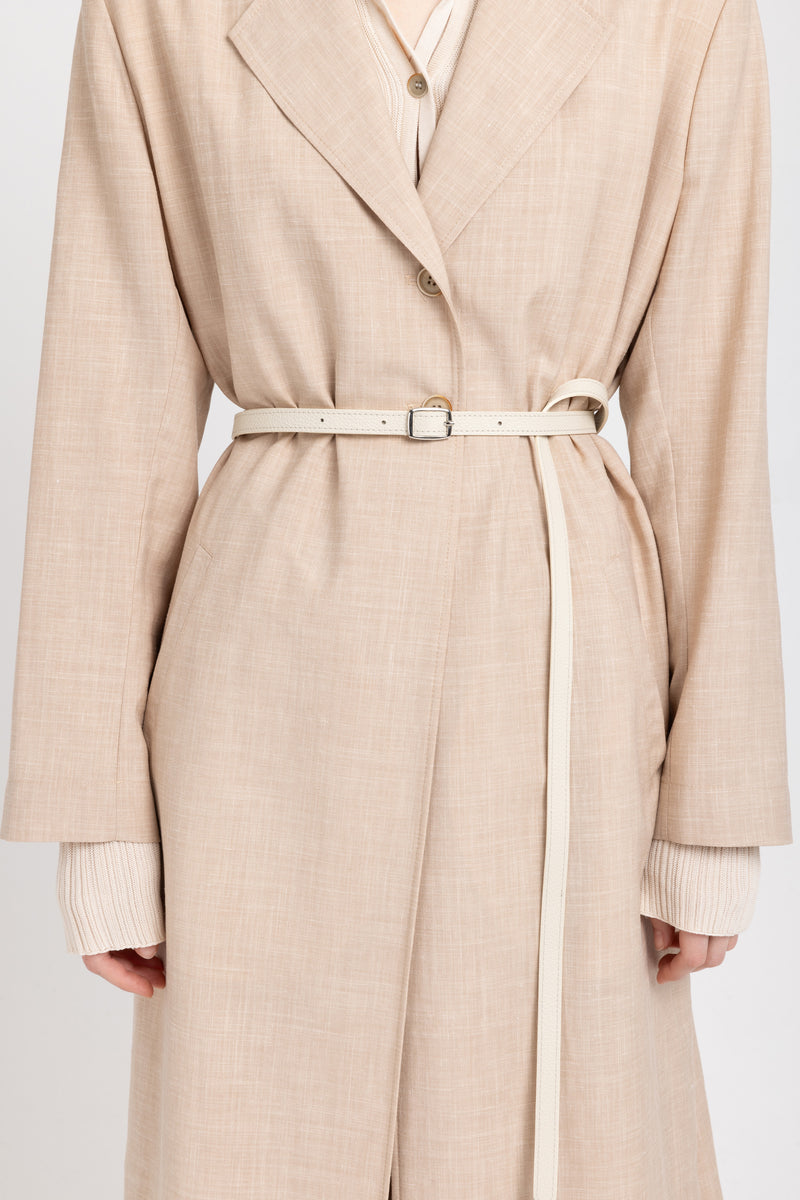 Ivory cow leather double belt