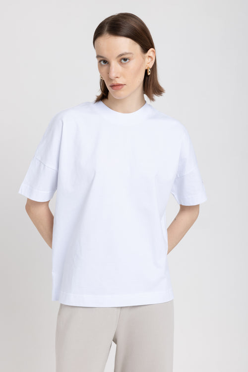 &#x2018;LOGO SLEEVE&#x2019; White pure cotton oversized t-shirt