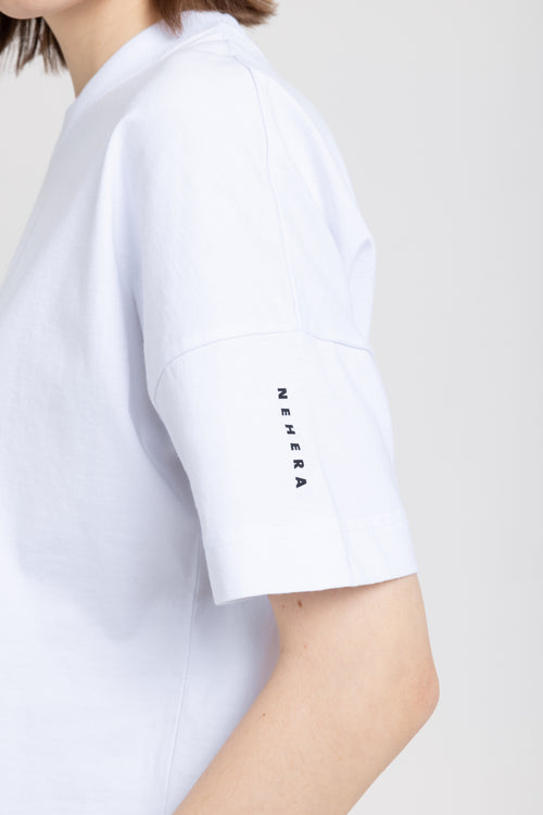 &#x2018;LOGO SLEEVE&#x2019; White pure cotton oversized t-shirt
