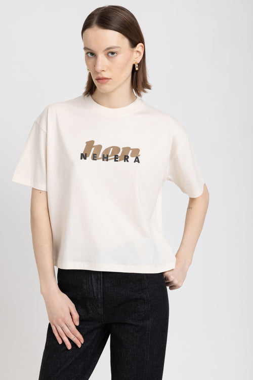 &#x2018;HER&#x2019; Natural cotton boxy fit t-shirt