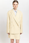Vanilla linen cotton stretch power suit jacket