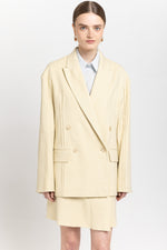 Vanilla linen cotton stretch power suit jacket