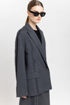 Anthracite linen cotton stretch power suit jacket