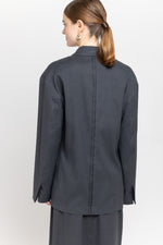 Anthracite linen cotton stretch power suit jacket