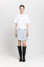White & light blue pied de poule mini skort