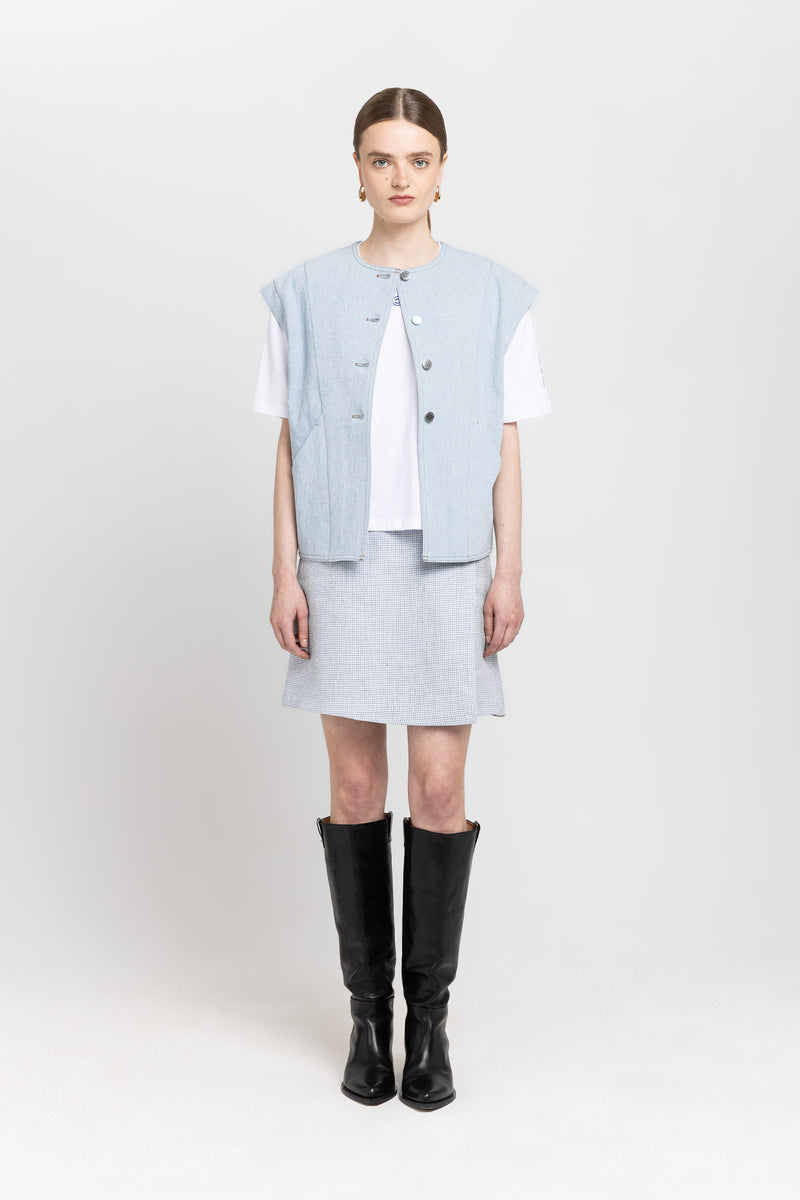 Light blue washed denim vest