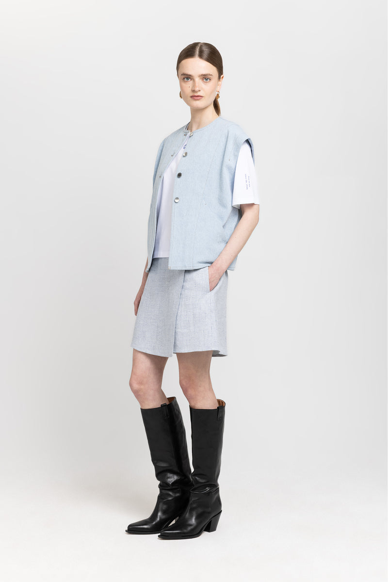 Light blue washed denim vest