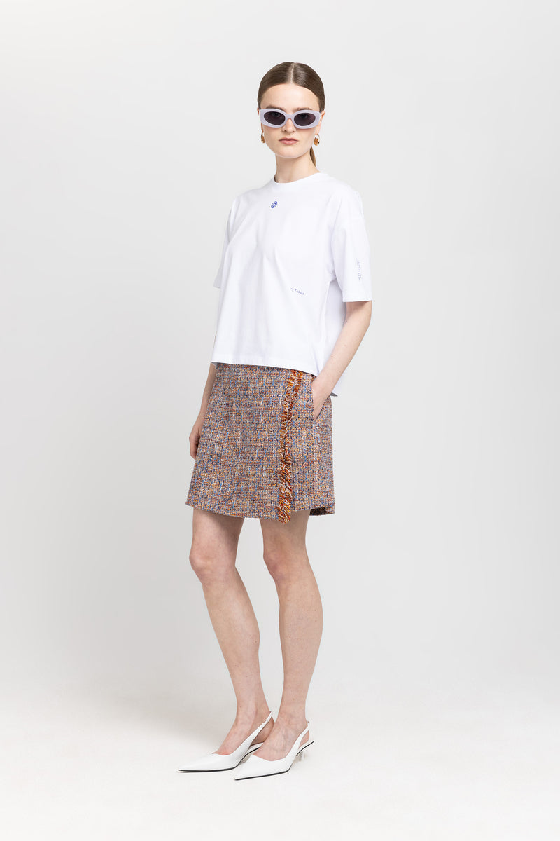 Orange tweed style mini skort