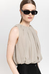 Oyster wrinkle mousseline balloon blouse