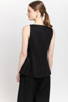 Black classic linen vest top