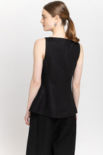 Black classic linen vest top