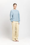 Vanilla linen cotton stretch straight leg pants