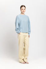 Vanilla linen cotton stretch straight leg pants