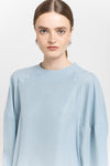 Light blue fluid lyocell blouse with shaped sleeves