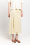 Vanilla linen cotton midi skirt with pleat