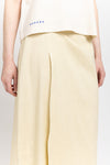 Vanilla linen cotton midi skirt with pleat