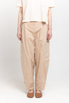 Beige stretch cotton blend cargo style pants