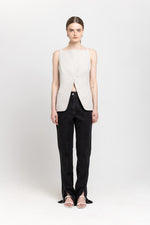 Natural classic linen vest top