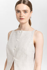 Natural classic linen vest top