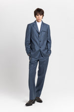 Spruce blue pinstripe soft wool tailored jacket