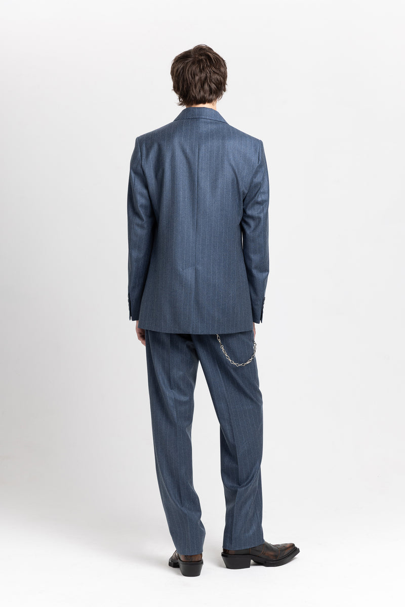 Spruce blue pinstripe soft wool tailored jacket