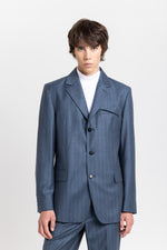 Spruce blue pinstripe soft wool tailored jacket