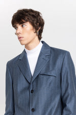 Spruce blue pinstripe soft wool tailored jacket