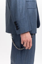Spruce blue pinstripe soft wool tailored jacket