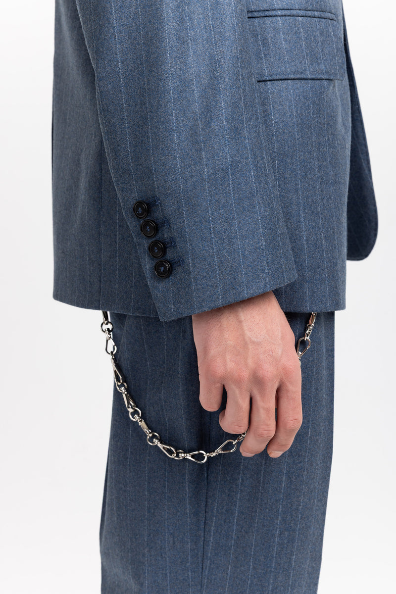 Spruce blue pinstripe soft wool tailored jacket