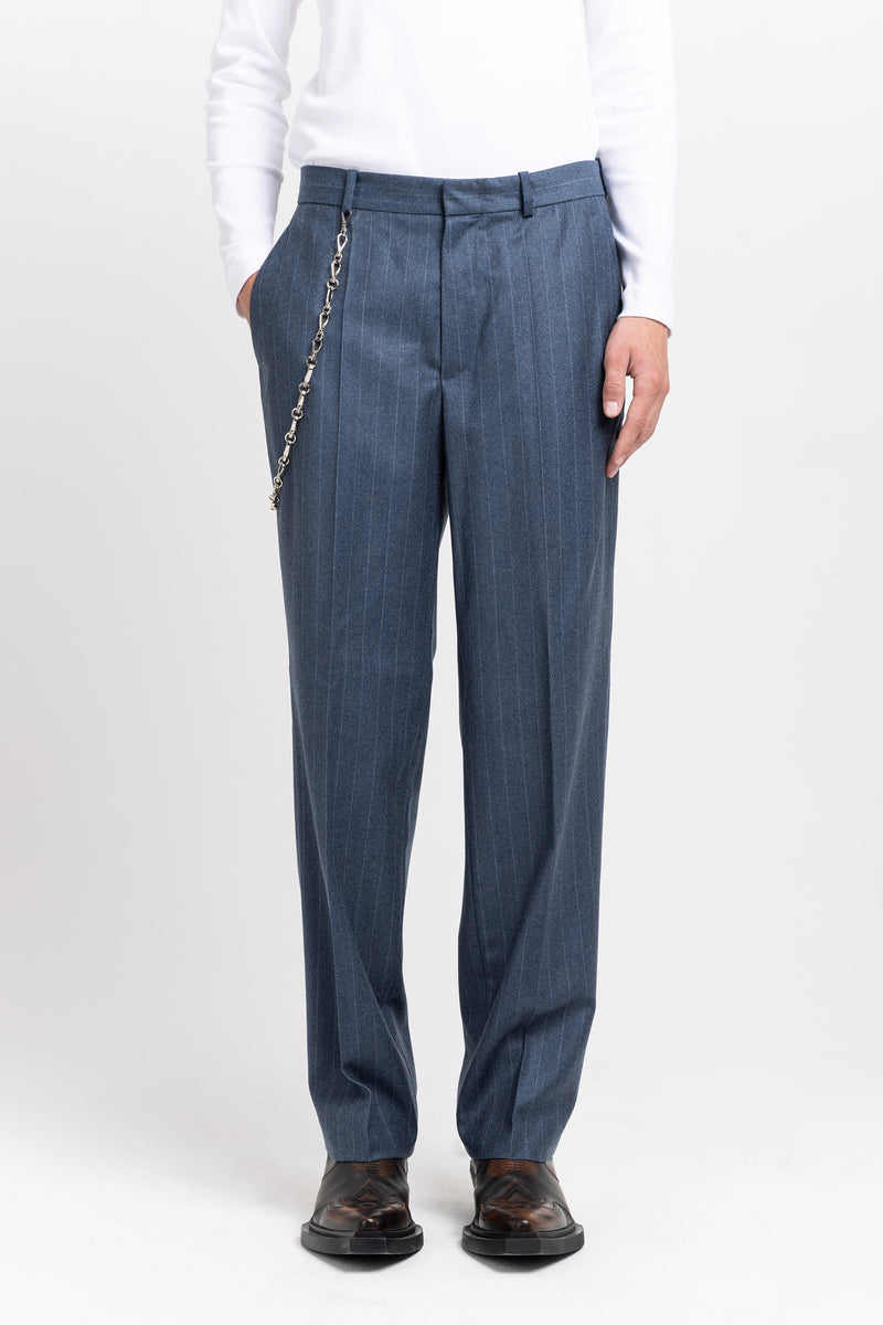 Spruce blue pinstripe soft wool tailored pants