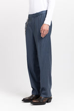 Spruce blue pinstripe soft wool tailored pants