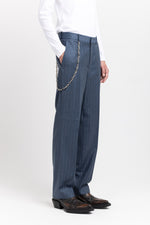 Spruce blue pinstripe soft wool tailored pants