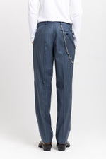 Spruce blue pinstripe soft wool tailored pants