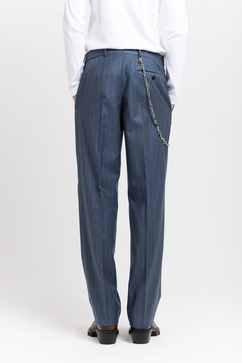 Spruce blue pinstripe soft wool tailored pants
