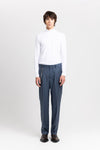 Spruce blue pinstripe soft wool tailored pants