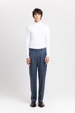 Spruce blue pinstripe soft wool tailored pants