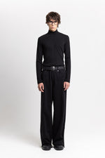 Black double jersey rib rollneck