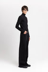 Black solid jersey wide-leg jersey pants