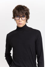 Black double jersey rib rollneck