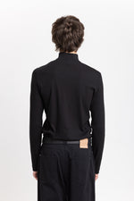 Black double jersey rib rollneck