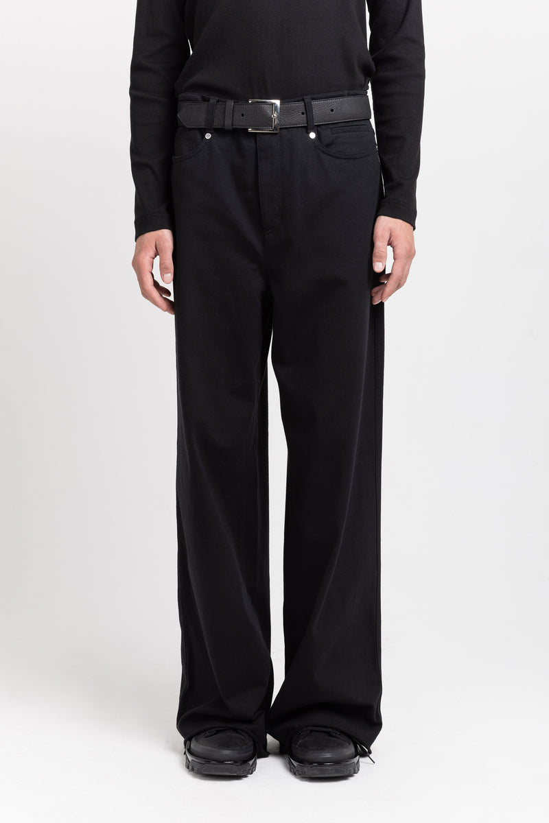 Black solid jersey wide-leg jersey pants