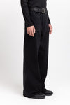 Black solid jersey wide-leg jersey pants