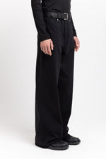 Black solid jersey wide-leg jersey pants