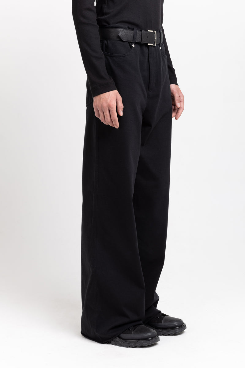 Black solid jersey wide-leg jersey pants