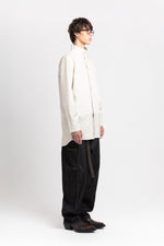 Bone crispy poplin & stripe long shirt