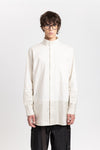 Bone crispy poplin & stripe long shirt
